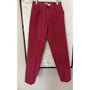 LL Bean Classic Fit Straight Leg Jeans Denim Pant Sz 4R Dark Red Solid Color